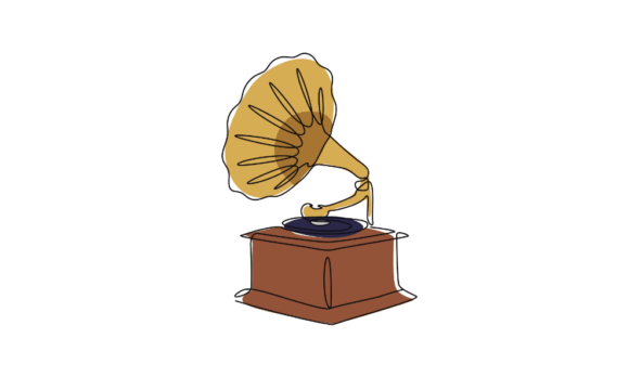 Animated Gramophone Line Art: A Continuous Line Motion Graphic