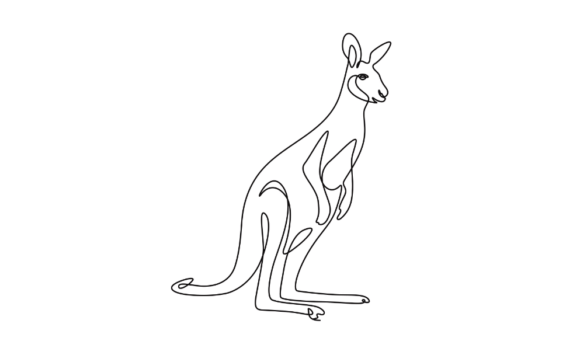 Animated Kangaroo: Elegance in Continuous Line Motion