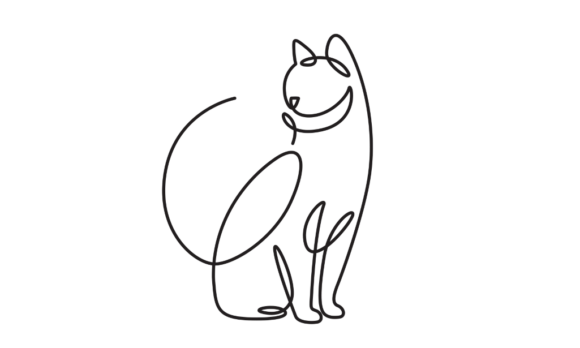 Animated Line Drawing Cat Sitting Pose: A Creative Asset