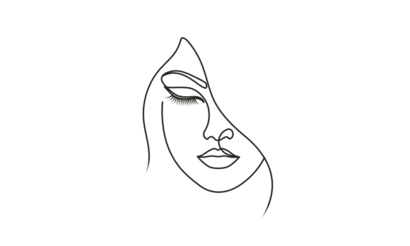 Animated Line Drawing Woman Face: A Modern Minimalist Icon