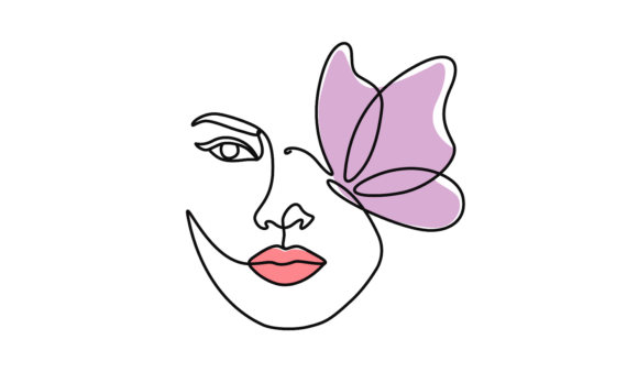 Animated Woman Face with Butterfly: A Dynamic Design Asset