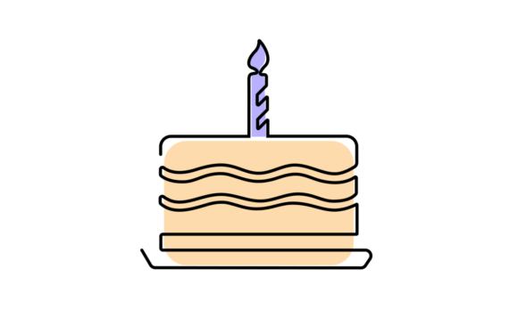 Birthday Cake Animation: Continuous Line Elegance in Motion