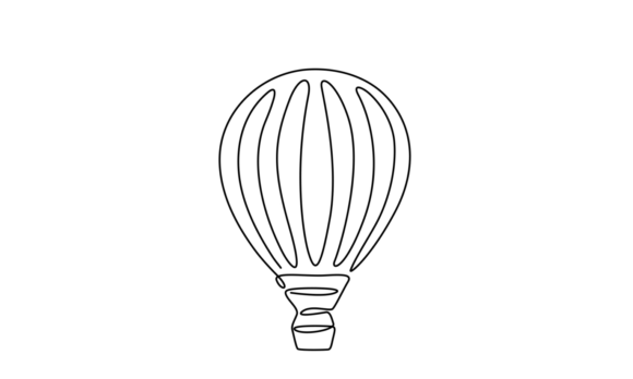 The Elegance of Motion: Animated Line Art of a Hot Air Balloon