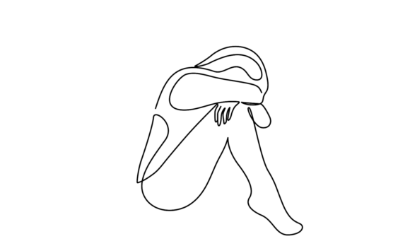 The Sad Woman Single Line Art Animation