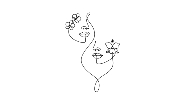Woman Faces with Decorative Orchid: A Typeface of Elegance and Flow
